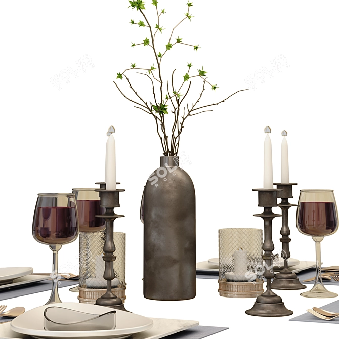 Modern 2-Piece Table Set 3D model image 2