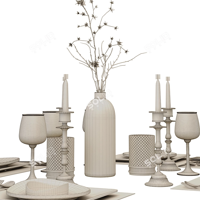 Modern 2-Piece Table Set 3D model image 3