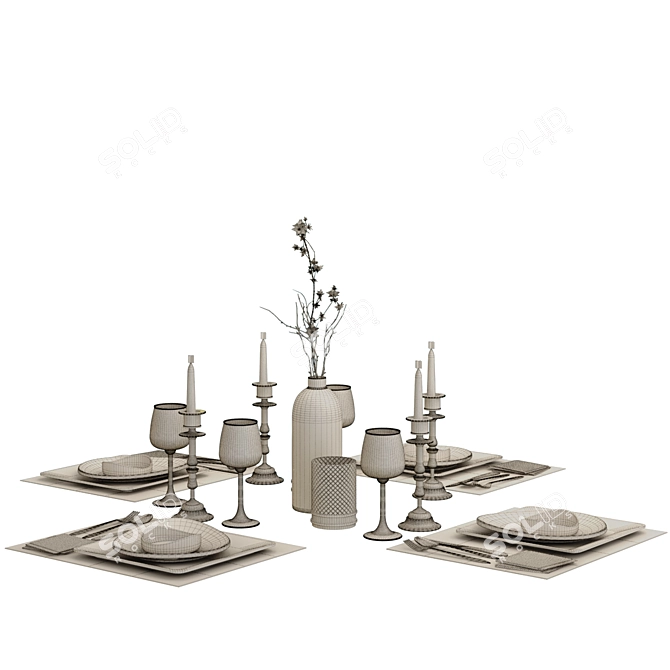 Modern 2-Piece Table Set 3D model image 4