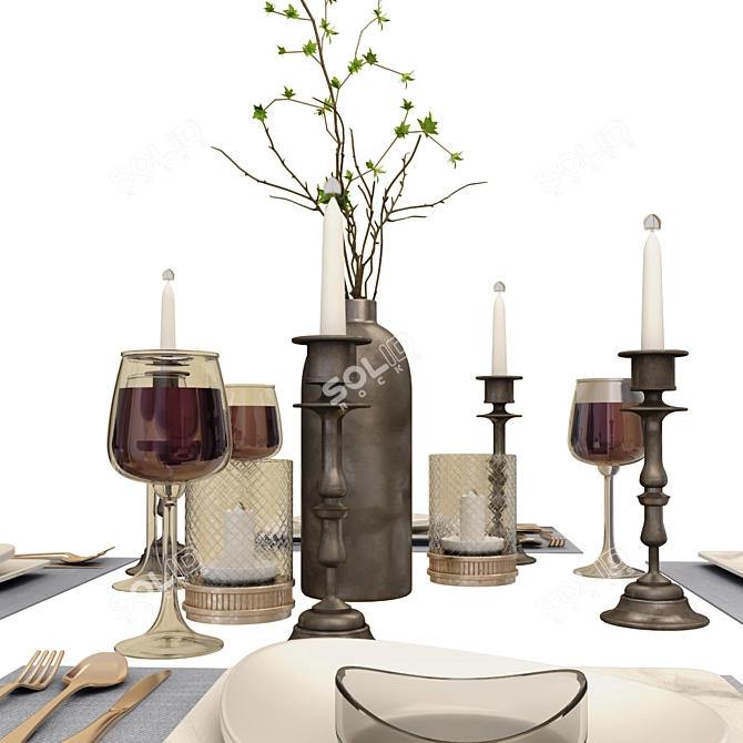 Modern 2-Piece Table Set 3D model image 5