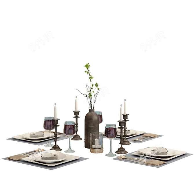 Modern 2-Piece Table Set 3D model image 6