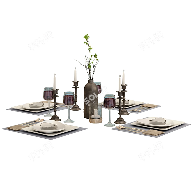 Modern 2-Piece Table Set 3D model image 7