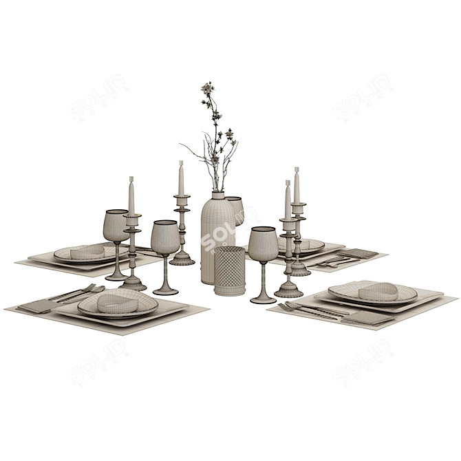 Modern 2-Piece Table Set 3D model image 8