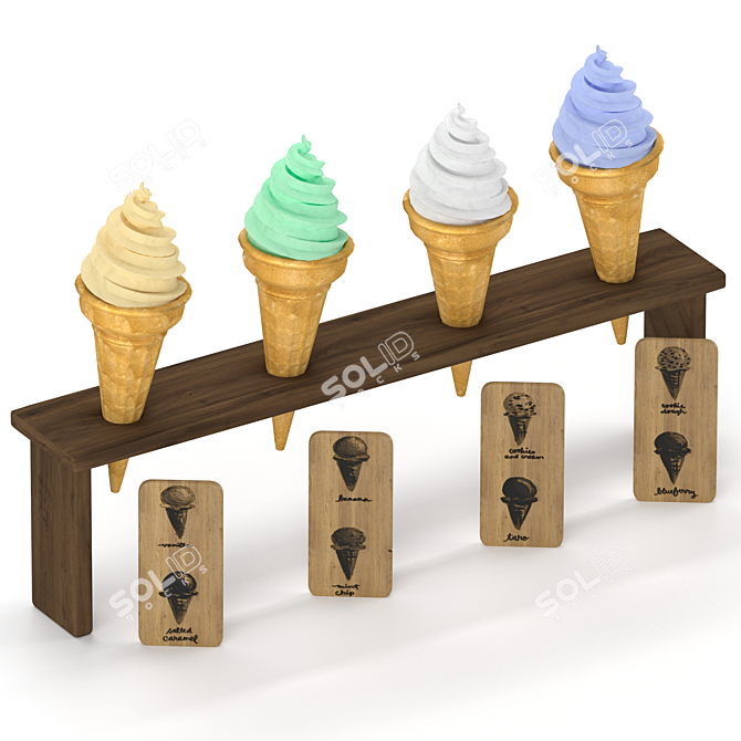 Delicious Japanese Waffle Cone Ice Cream 3D model image 4