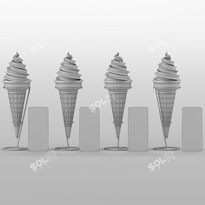 Delicious Japanese Waffle Cone Ice Cream 3D model image 5