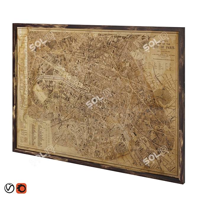 Title: Paris Vintage Map, Stunning Restoration 3D model image 1