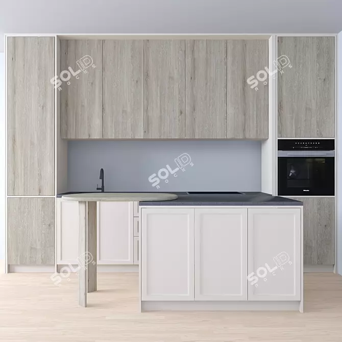 Modern Style Kitchen (Model 7): Modular Design for Customization 3D model image 1