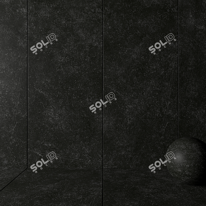 Kibo Black Stone Wall Tiles - Set of 2 3D model image 2