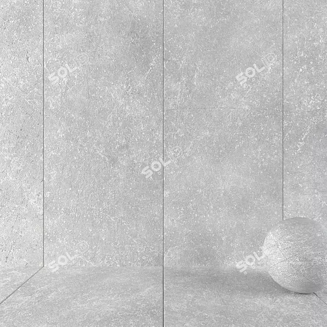 Elegant Kibo Gray Stone Tiles 3D model image 1