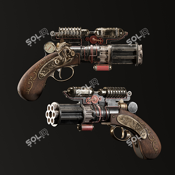 Steampunk Inspired Decorative Gun 3D model image 2