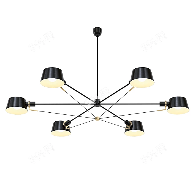Sleek Pivot Chandelier: Brendan Ravenhill 3D model image 1