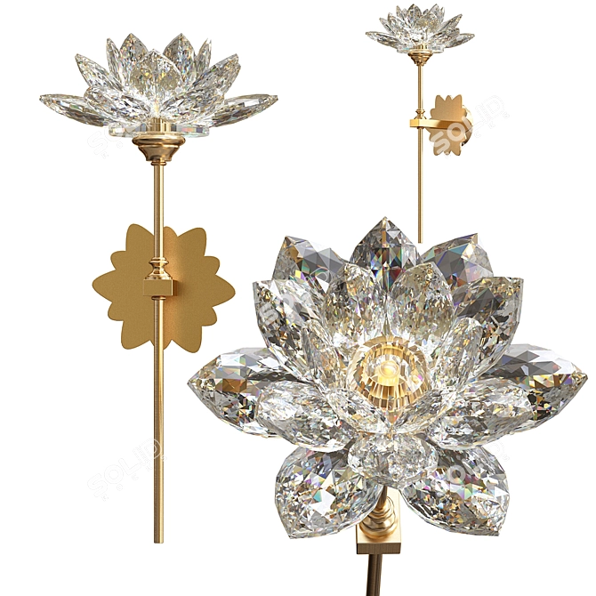 Lotus Crystal Wall Lamp: Elegant and Contemporary 3D model image 2