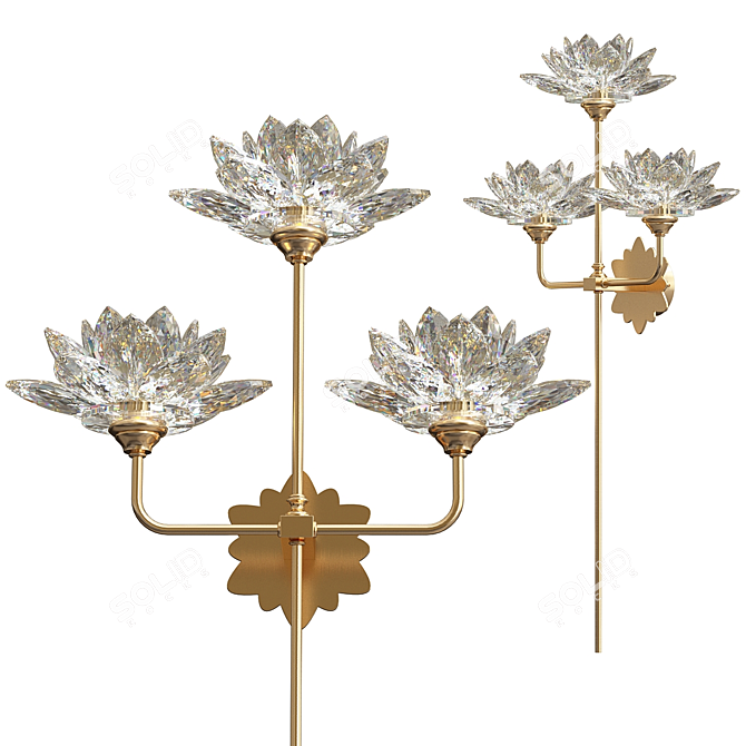 Title: Lotus Flower Crystal Sconce 3D model image 2