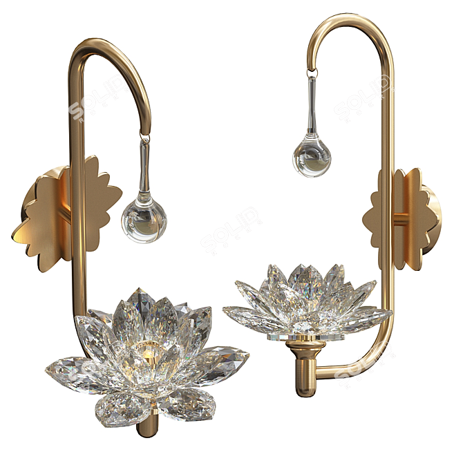 Crystal Lotus Flower Wall Light 3D model image 2