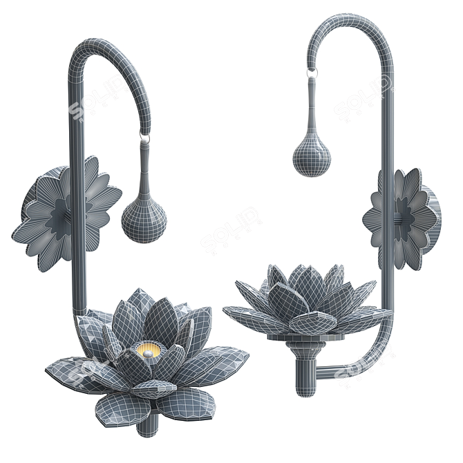 Crystal Lotus Flower Wall Light 3D model image 3