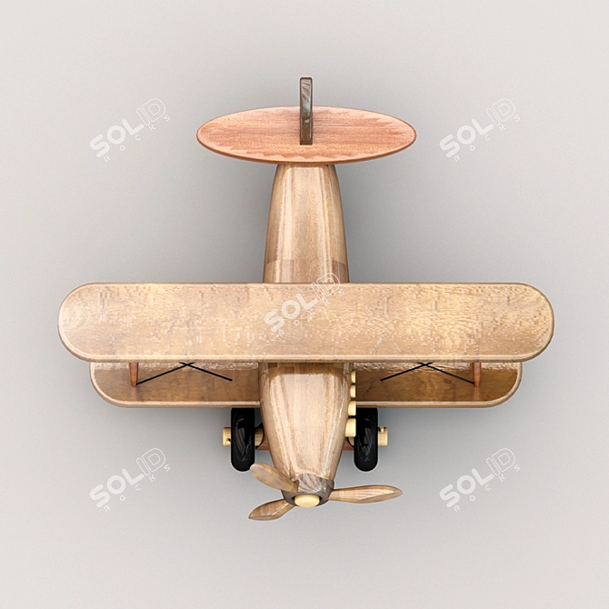 Mini Wooden Toy Airplane 3D model image 5