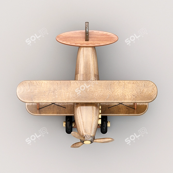 Mini Wooden Toy Airplane 3D model image 10
