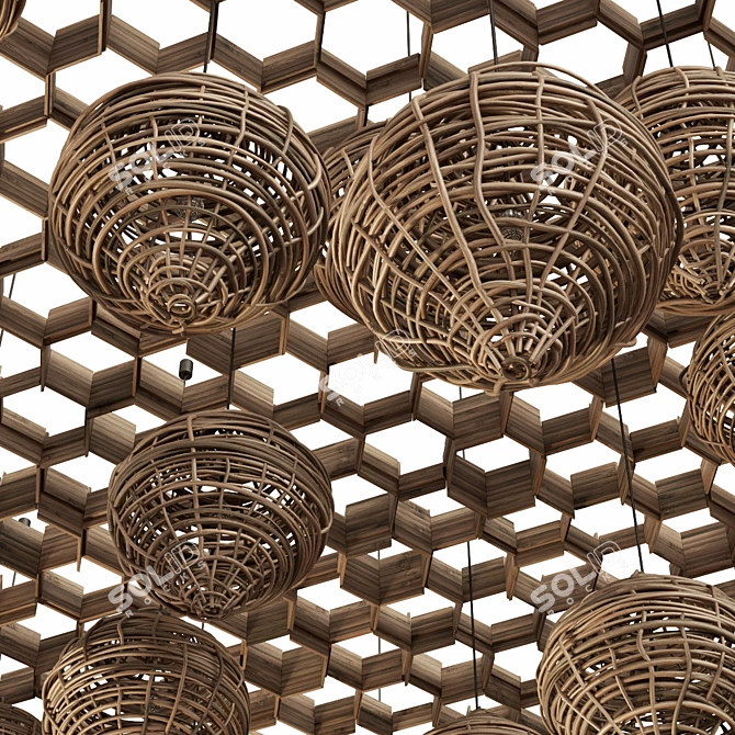 Beehive Branches Ceiling Decor 3D model image 2