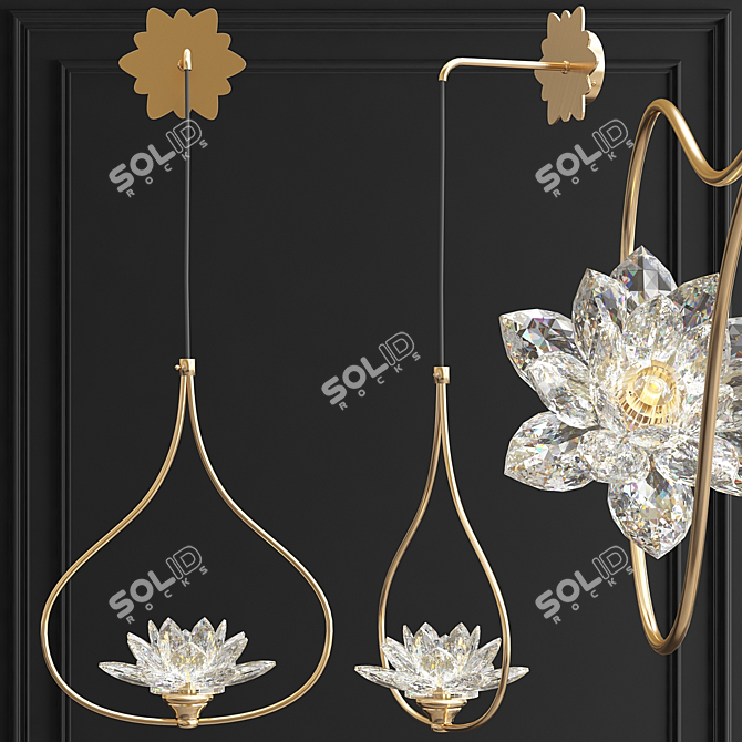 Title: Crystal Lotus Flower Sconce 3D model image 1