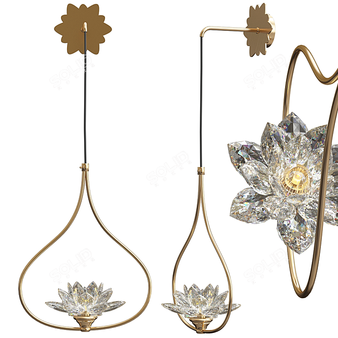 Title: Crystal Lotus Flower Sconce 3D model image 2