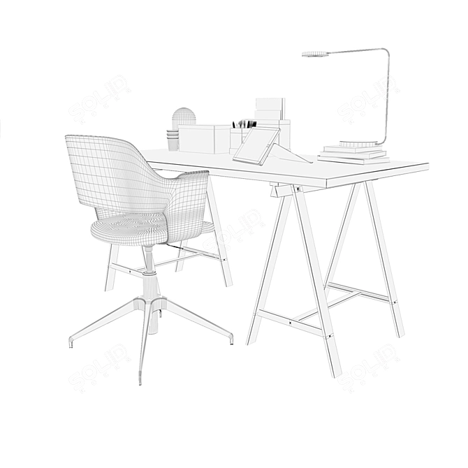 Elegant Workspace Set: Desk, Lamp & Conference Chair 3D model image 5