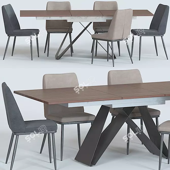 Marshall Table and Joss Chair: Modern Elegance for Dining 3D model image 1