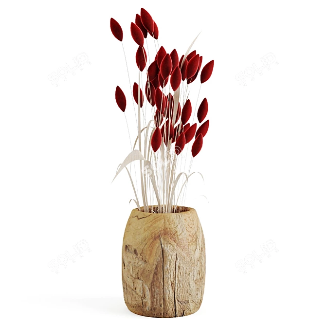 Hand-Crafted Teak Oriole Planter 3D model image 1