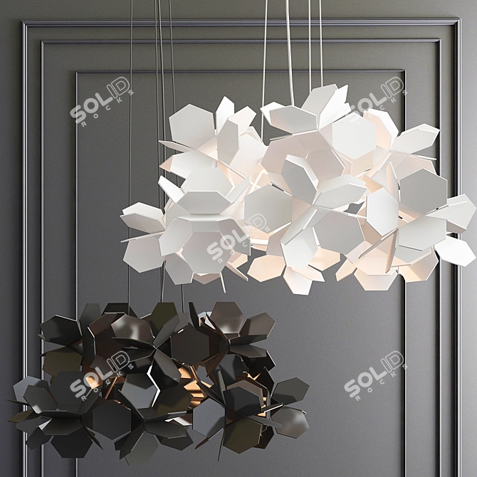 Designer Hydrangea Lamp: 60cm Diameter, 150cm Height 3D model image 1