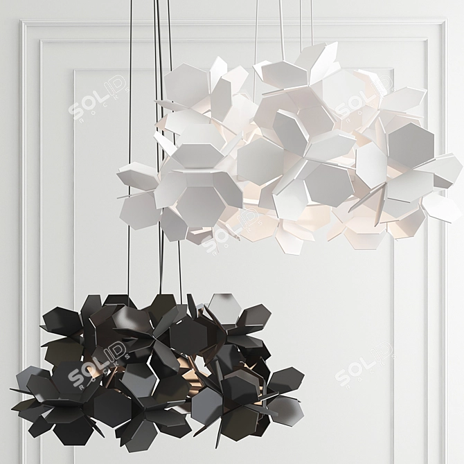 Designer Hydrangea Lamp: 60cm Diameter, 150cm Height 3D model image 2