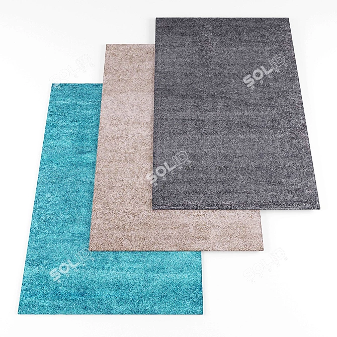 Versatile Collection of 3 Rugs 3D model image 1