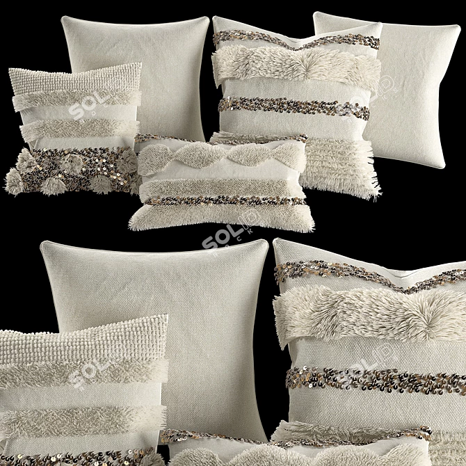 Title: Moroccan-Inspired Decorative Pillows 3D model image 1