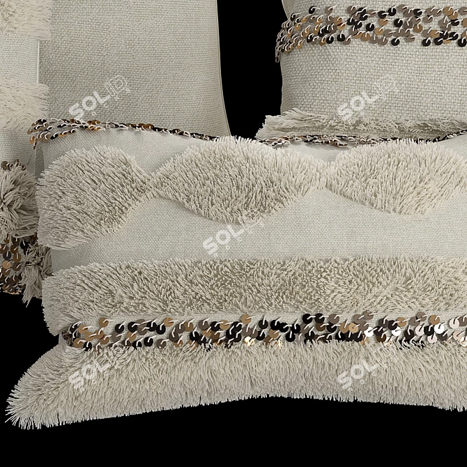 Title: Moroccan-Inspired Decorative Pillows 3D model image 3