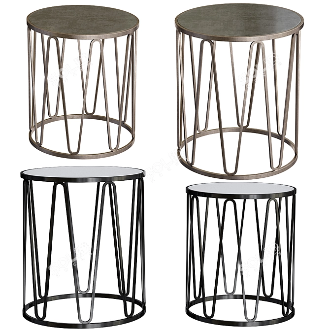 Elegant Fiona Black Iron Side Table Pair 3D model image 1