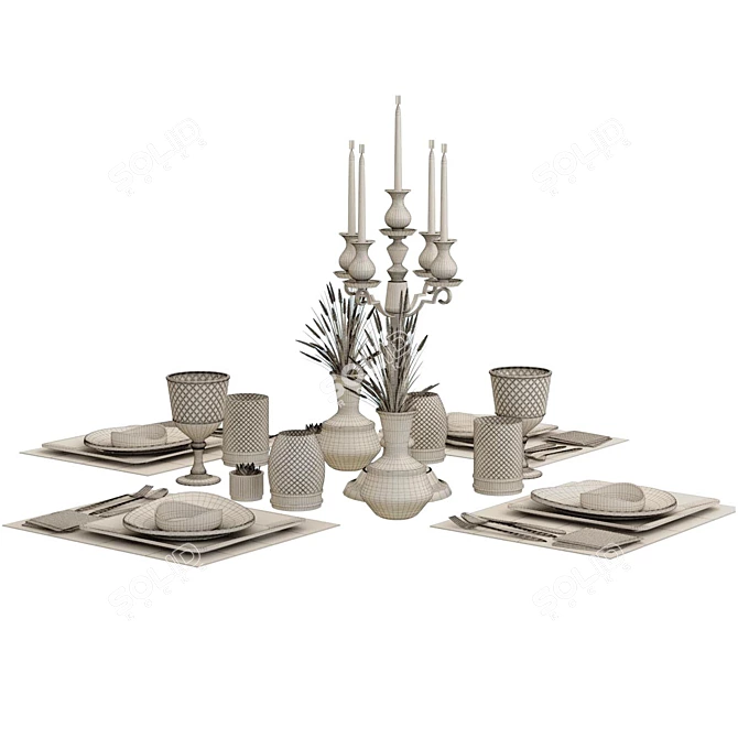 Modern 3-Piece Table Set 3D model image 2