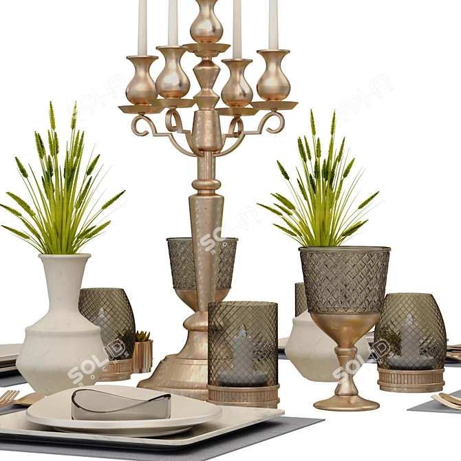 Modern 3-Piece Table Set 3D model image 3