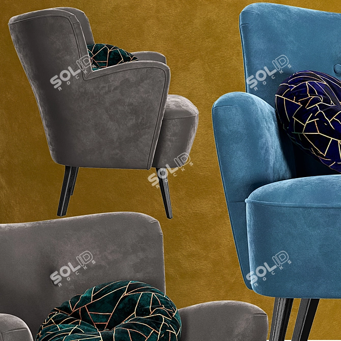 Elegant Hound Armchair 3D model image 4