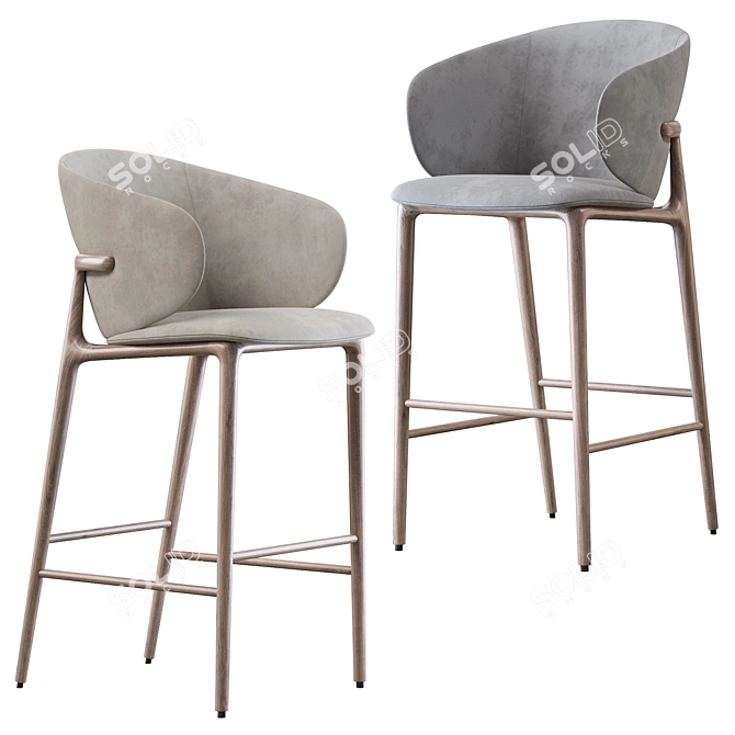 Mela: Elegant and Functional Barstool 3D model image 2