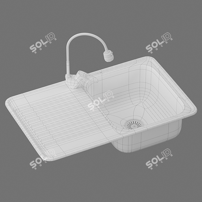 Modern Single Bowl Sink 3D model image 2
