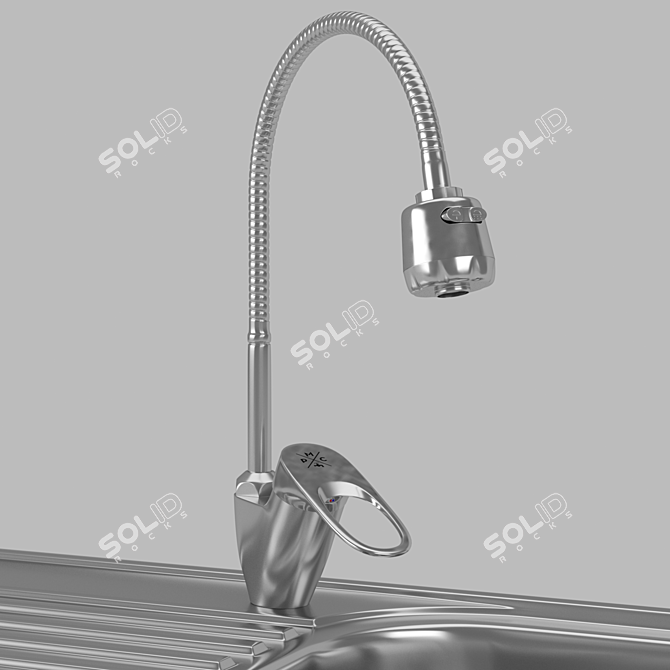 Modern Single Bowl Sink 3D model image 3