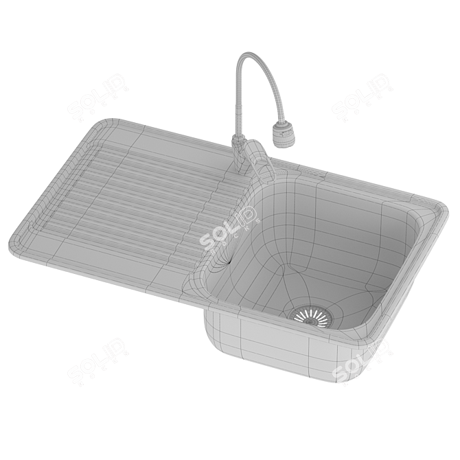 Modern Single Bowl Sink 3D model image 5