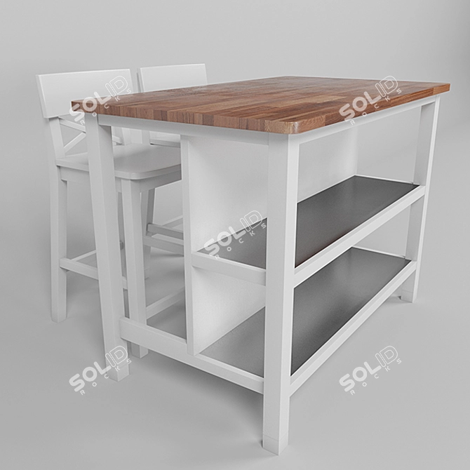 Sleek Kitchen Island: High Detail & Easy Edit 3D model image 2