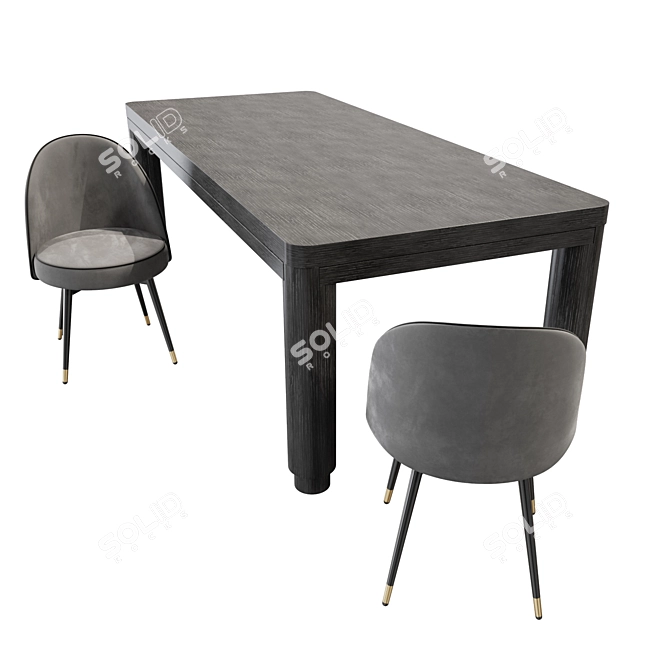 Modern Oak Dining Set: Atelier Table & Cooper Chair 3D model image 2