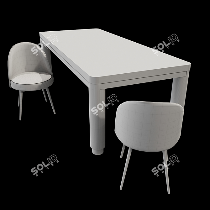 Modern Oak Dining Set: Atelier Table & Cooper Chair 3D model image 4