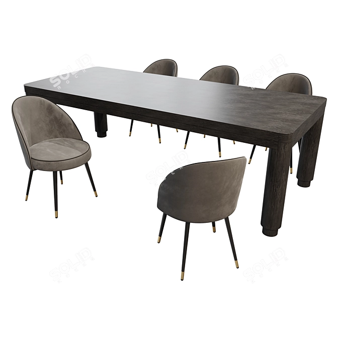 Modern Oak Dining Set: Atelier Table & Cooper Chair 3D model image 5