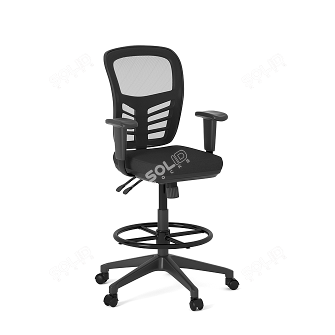 Black Articulate Drafting Stool 3D model image 1