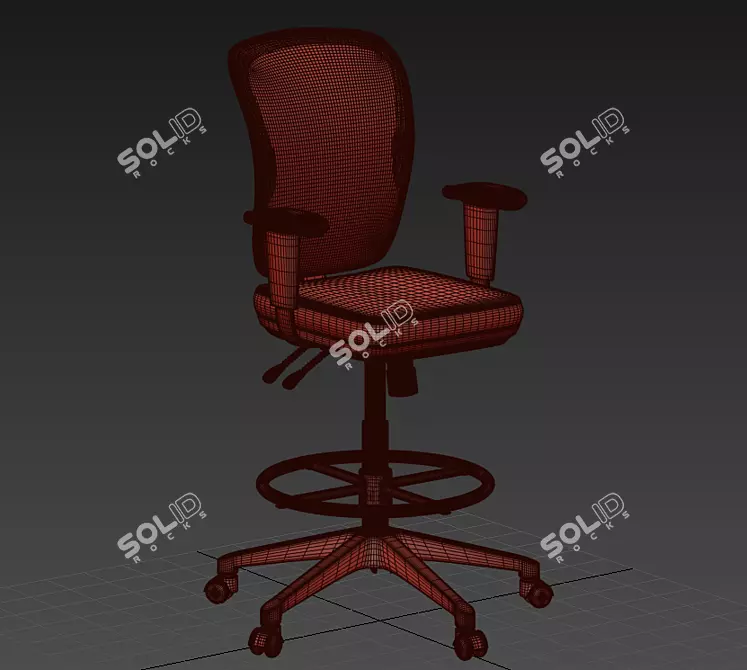 Black Articulate Drafting Stool 3D model image 3