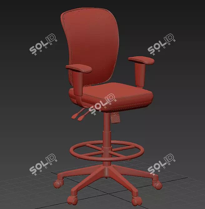 Black Articulate Drafting Stool 3D model image 4