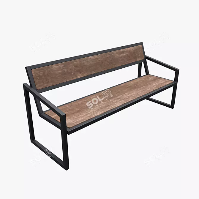 Urban Loft Park Bench 3D model image 1