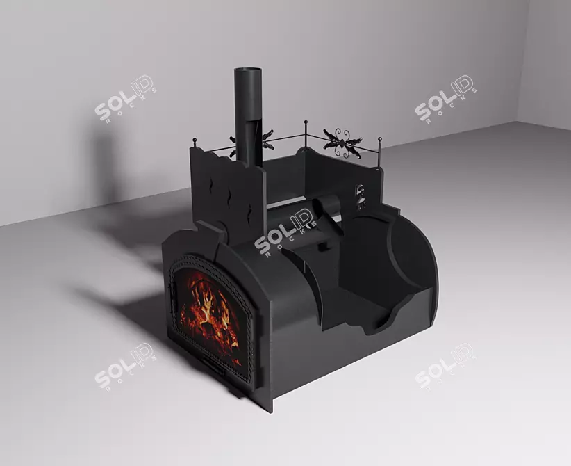 Bath Stove with Tank 3D model image 1