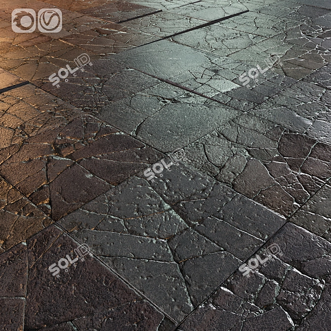 Elegant Stone Floor Tiles 3D model image 1